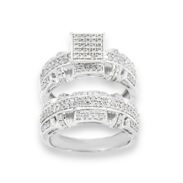 10k White Gold Diamond 2 Ring Engagement Set 0.55 ctw